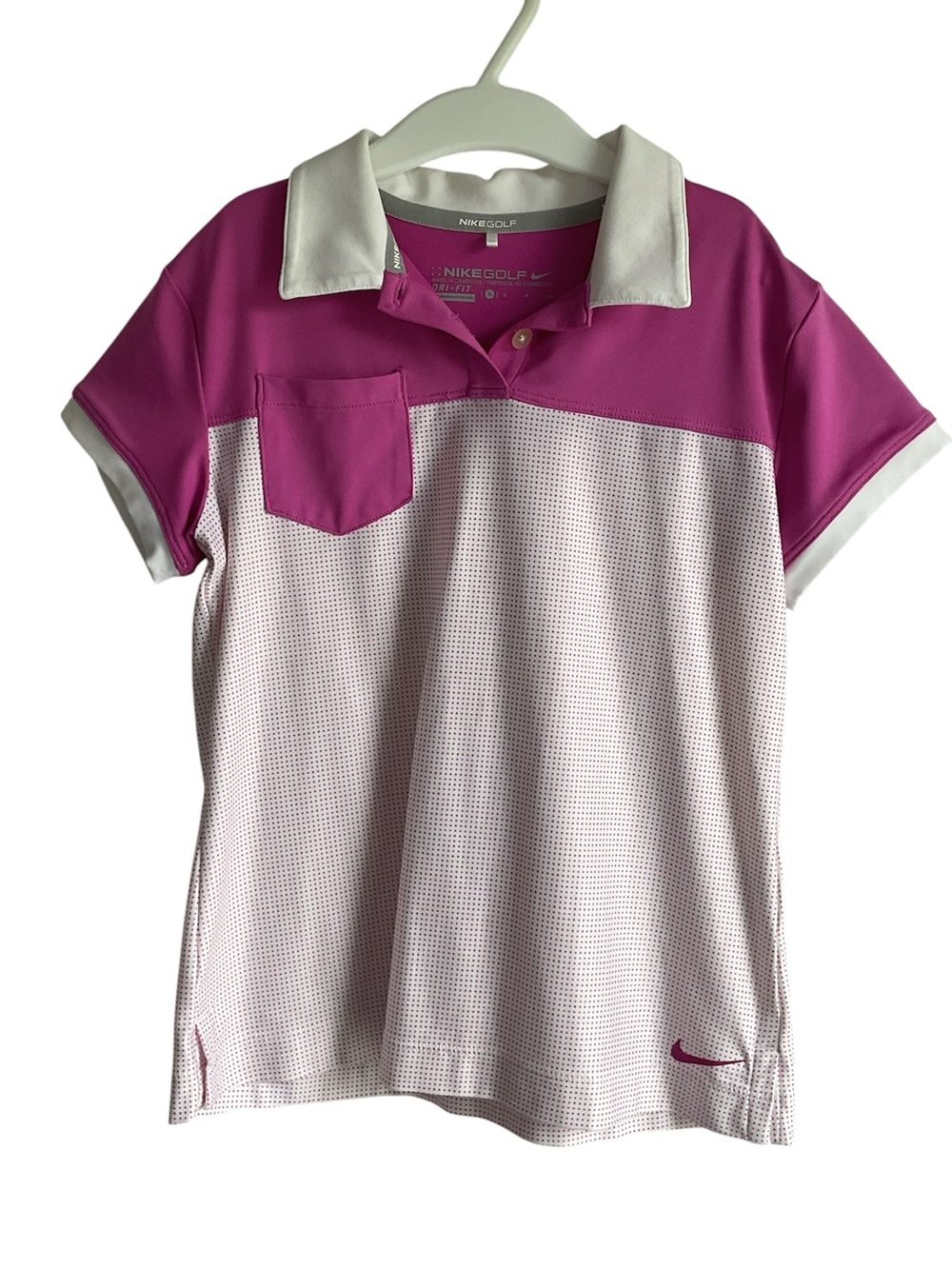 Nike Kids Pink & White Contrast Polo Shirt, size S